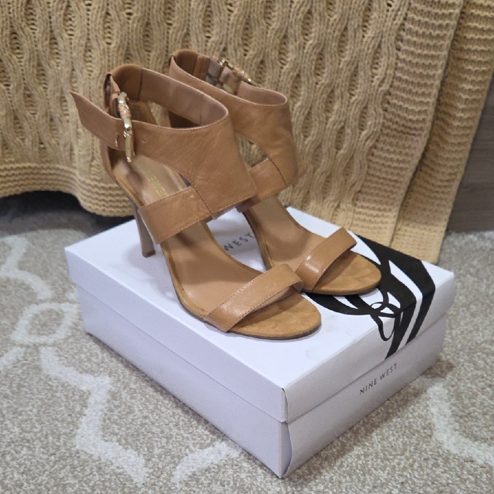 Nine West Nude Leather 'Adriano' Leather Strappy Sandal - Size 8 1/2